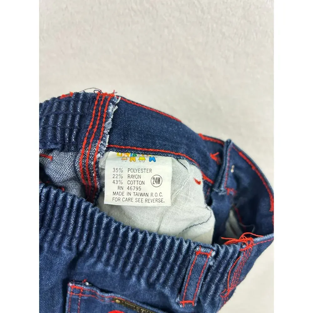 Vintage Little by Little 70/80s baby denim jeans‎ with red stitching 24m